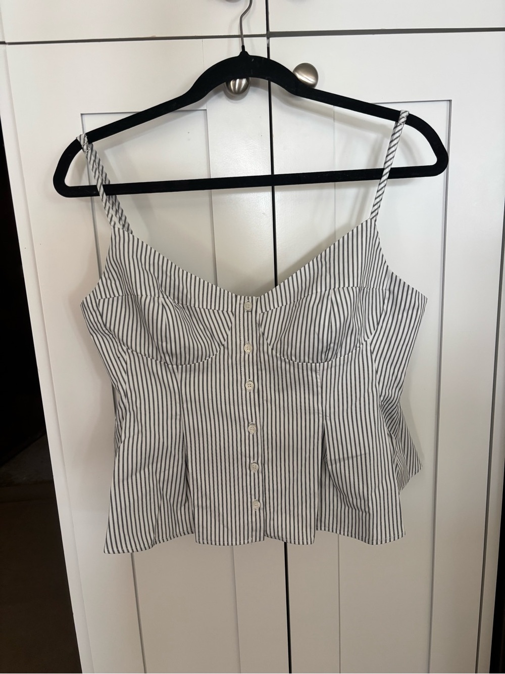 Zara Striped Pleated Poplin Bustier Top - L